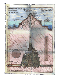 A technical drawing of the island from which the tunnel was dug
