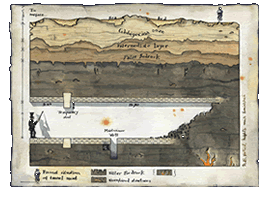 A technical drawing showing a cross-section of the tunnel